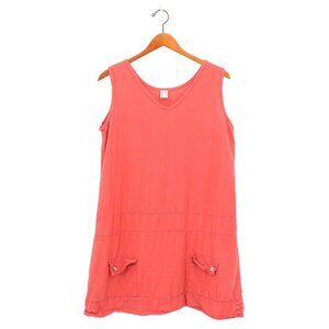 Maria De Guadalajara Sleeveless Gauze Shift Tunic Dress V-neck L Salmon
